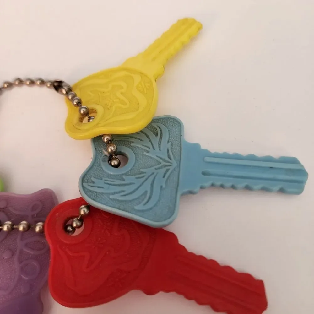 Vintage Set Of Plastic Kids Colorful Car Keys